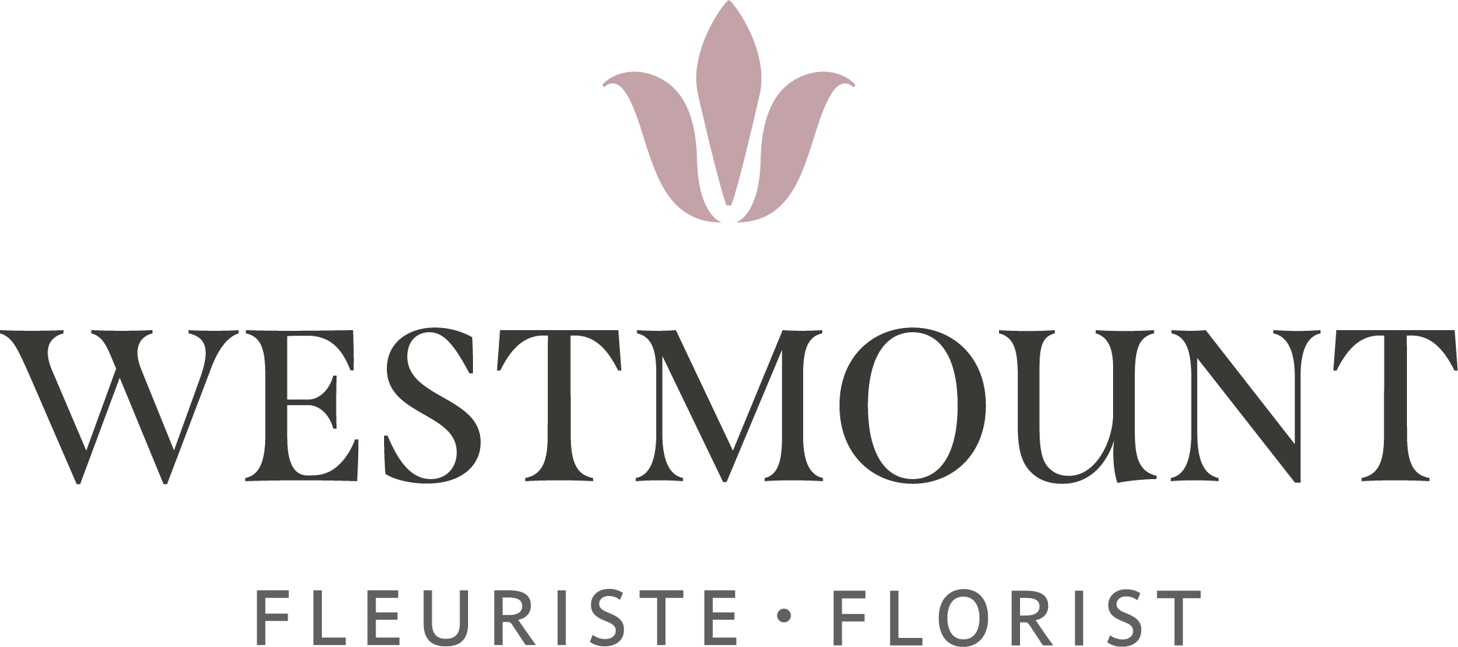 Logo, stylized tulip with Westmount Fleuriste.florist written underneath.